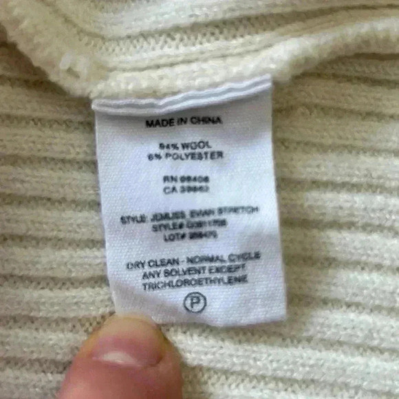 Theory Jemliss Cold Shoulder Ribbed  Wool Turtleneck Sweater Ivory Cream Small - Picture 12 of 16